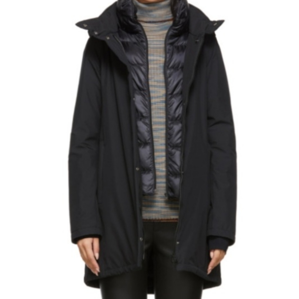 Women's Herno Gore-Tex Coat with Removable Down Bib, Size 2 US - Black $995